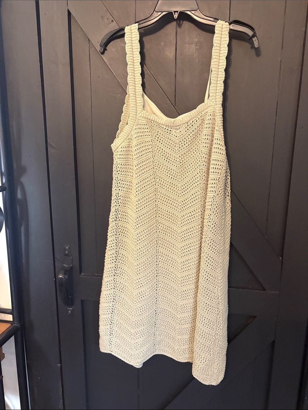 a new day Cream Crochet A-Line Midi Dress
